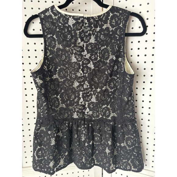 NWT Duffield Lane Black Lace Overlay Babydoll Tank Sleeveless Blouse Size Small - Picture 5 of 5